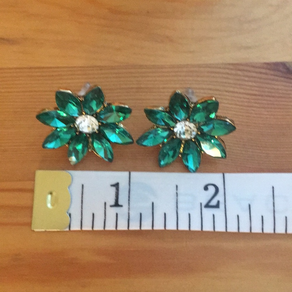Crystal Rhinestone Flower Statement Earrings - image 8
